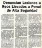 Denuncian Lesiones a Reos Llevados a Penal de Alta Seguridad