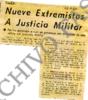 Nueve extremistas a justicia militar