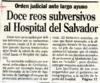 Doce reos subversivos al Hospital del Salvador